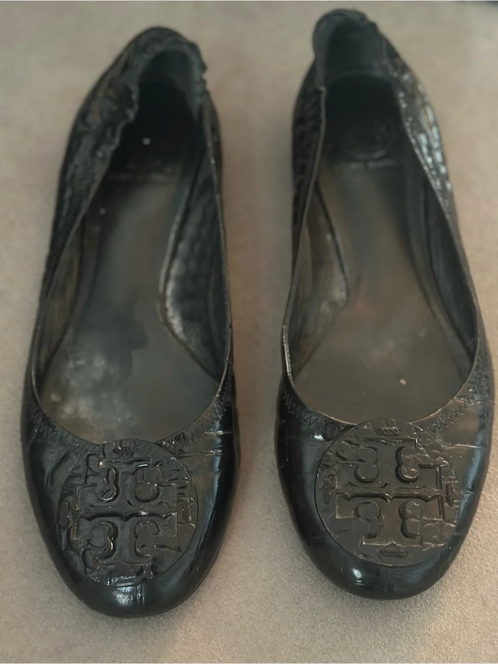 Tory Burch Black Patent Logo Ballet Flats